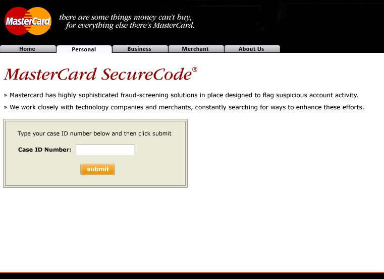 MasterCard（マスターカード）を騙るフィッシング(2010/6/21)