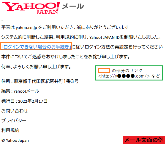 Yahoo! JAPANをかたるフィッシング (2022/02/18)