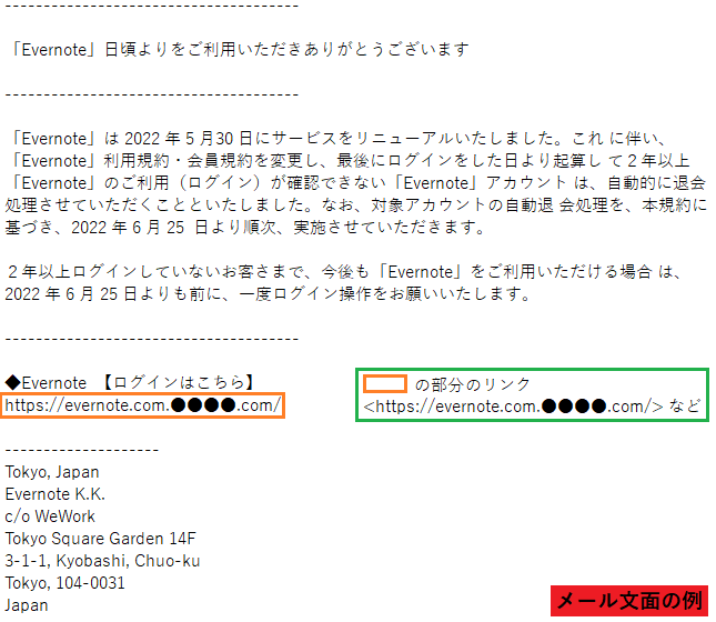 Evernote をかたるフィッシング (2022/06/22)